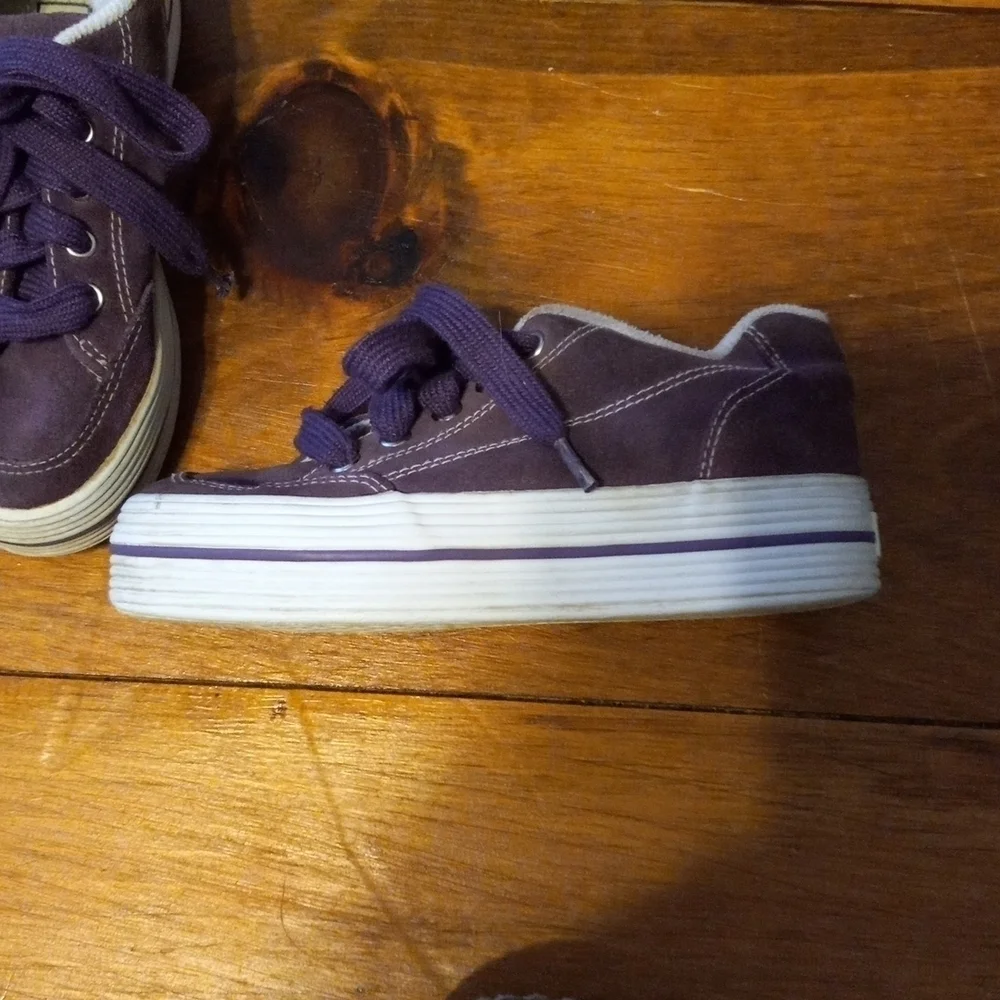 Girl's L.L.Bean Size 12 Chunky Sneakers. Leather,  Purple.